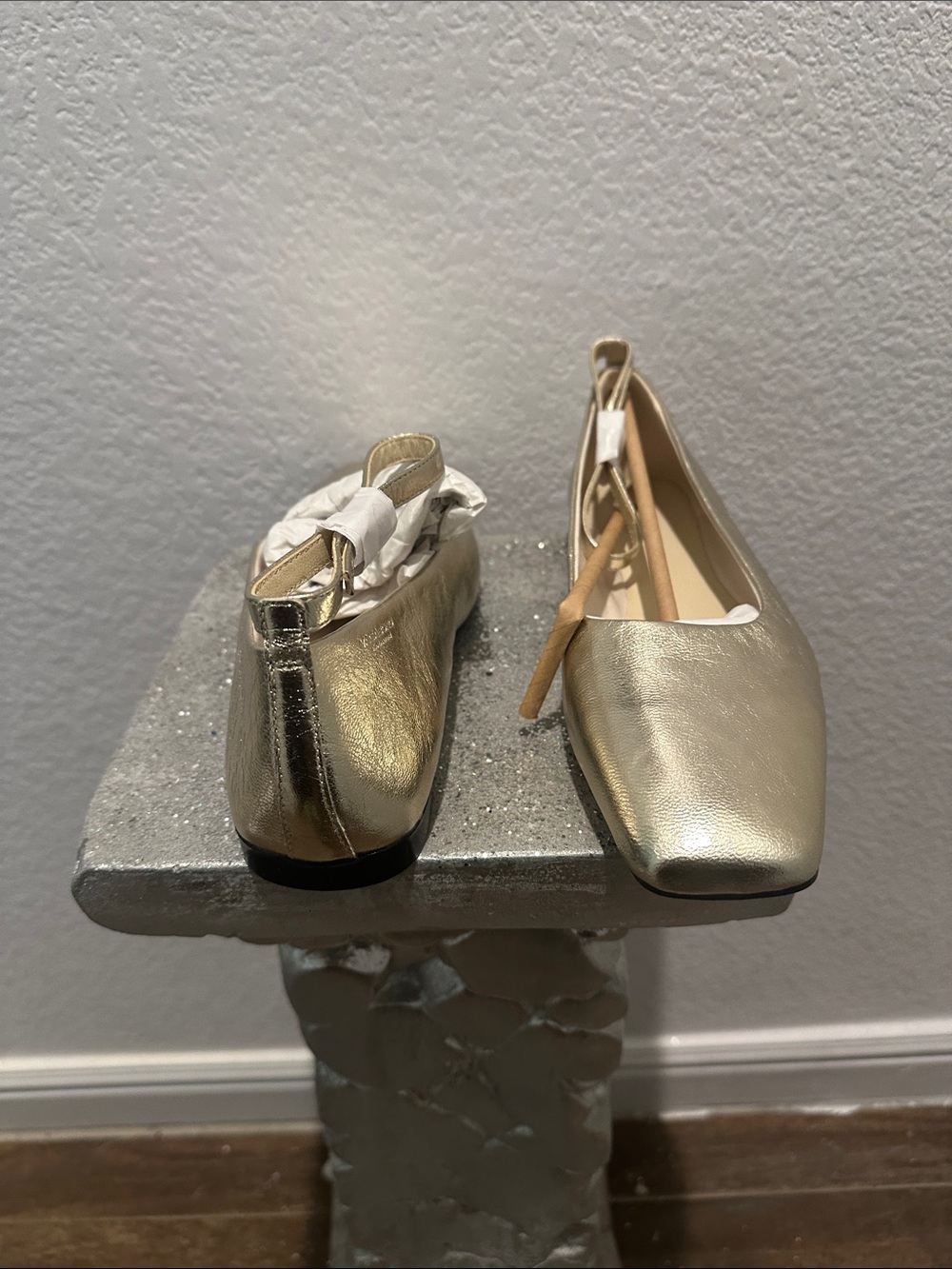 Vagabond Metallic Gold Square-Toe Flats - Picture 3 of 4